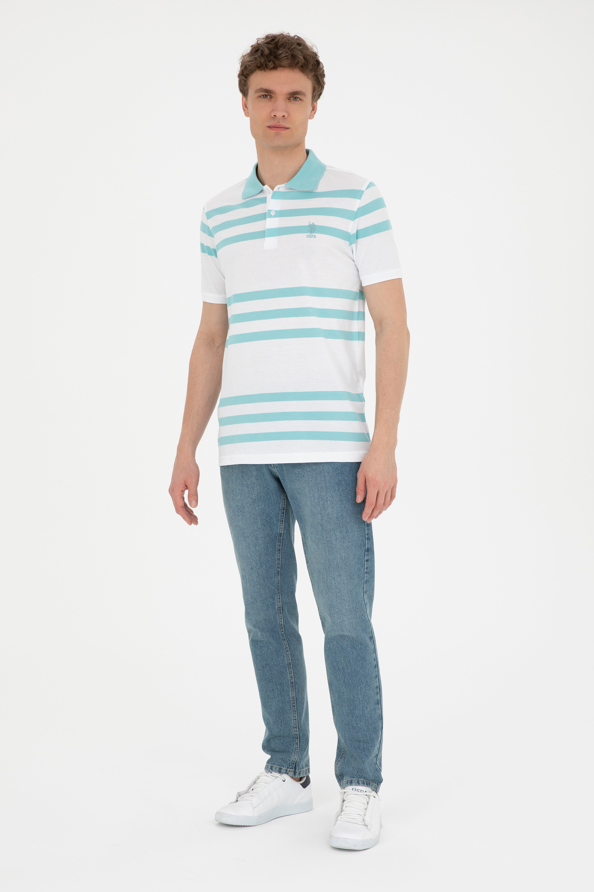 Erkek Regular Fit Polo Yaka Mint Tişört - Image 4