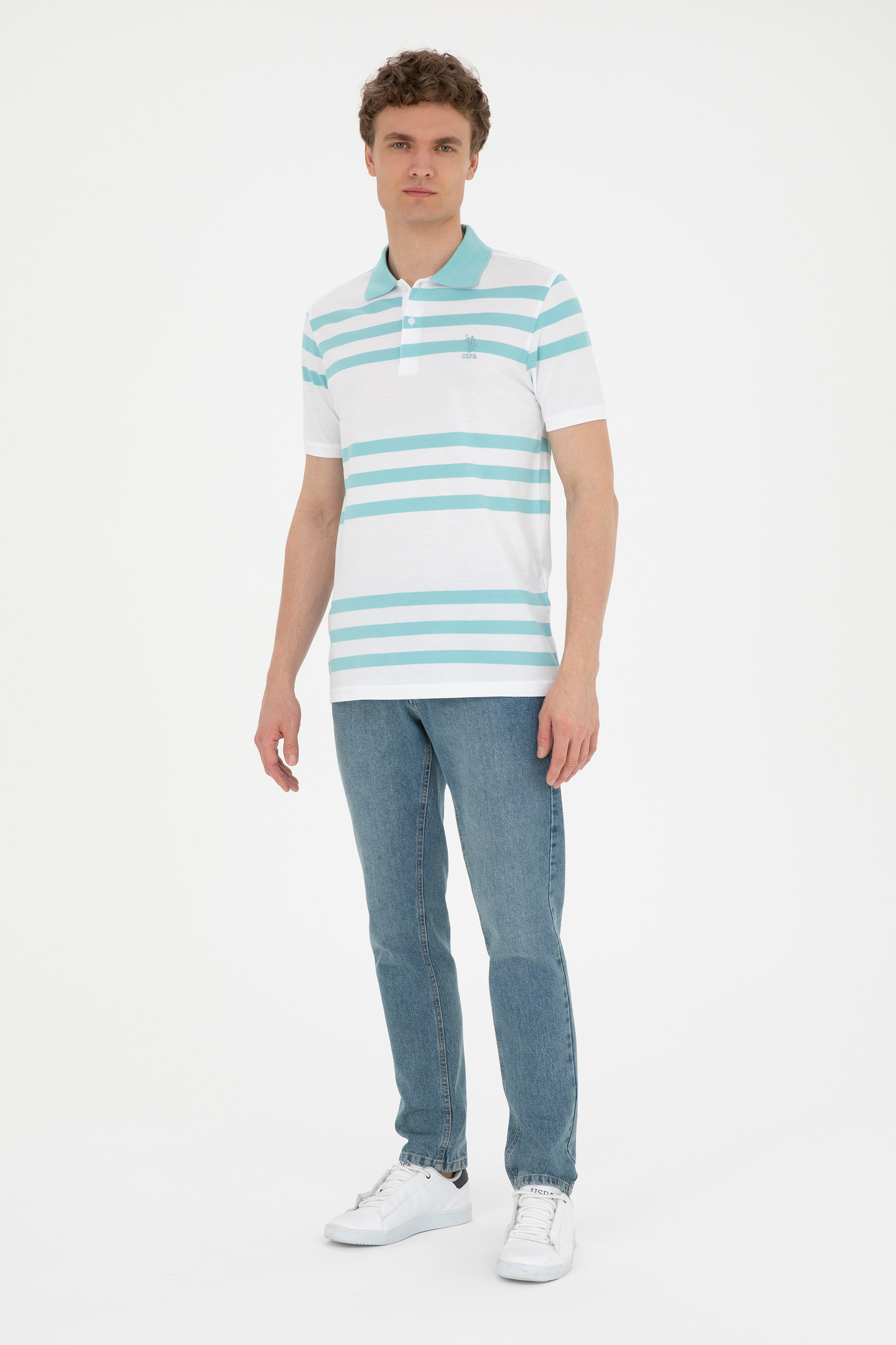 Erkek Regular Fit Polo Yaka Mint Tişört