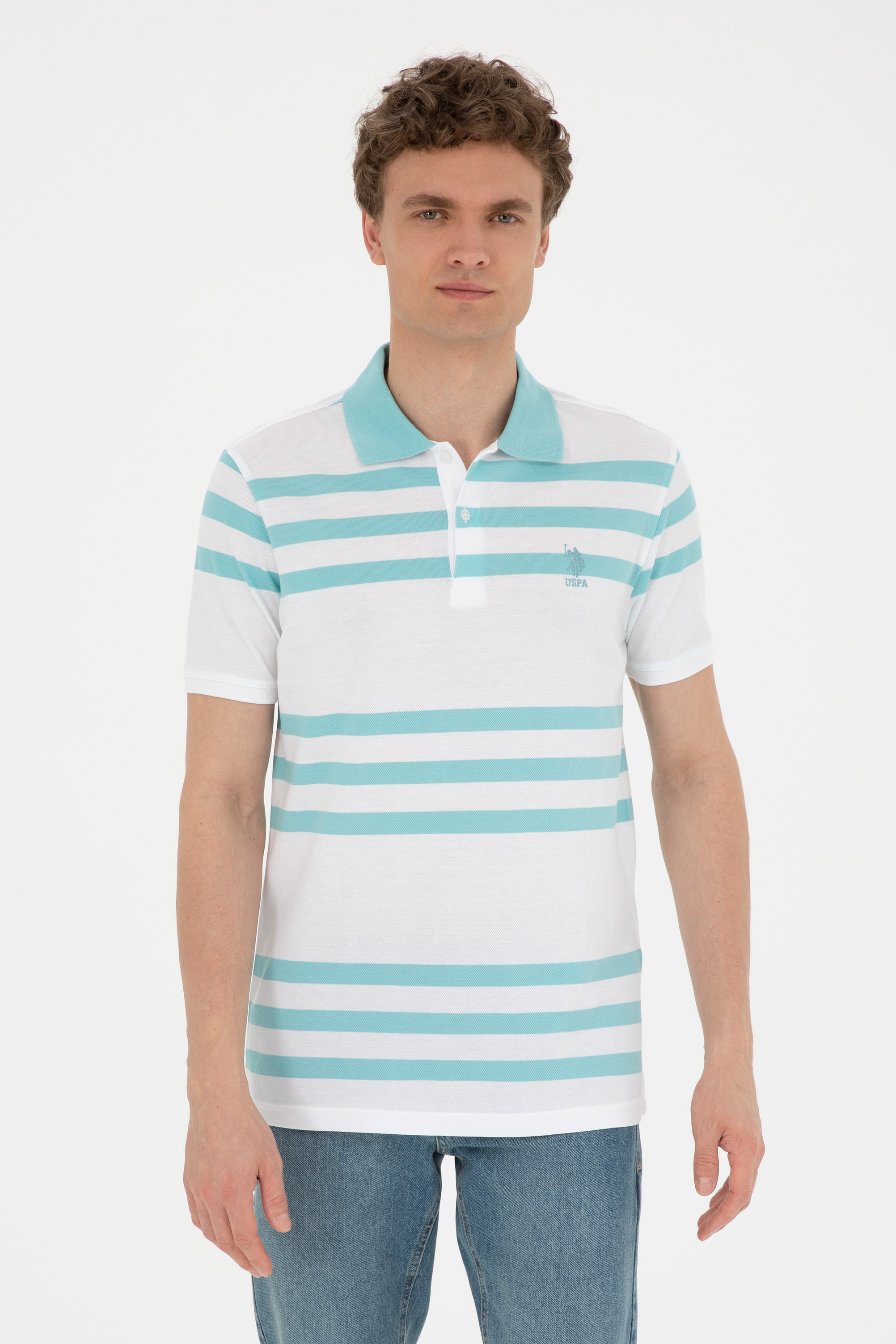 Erkek Regular Fit Polo Yaka Mint Tişört - Image 1