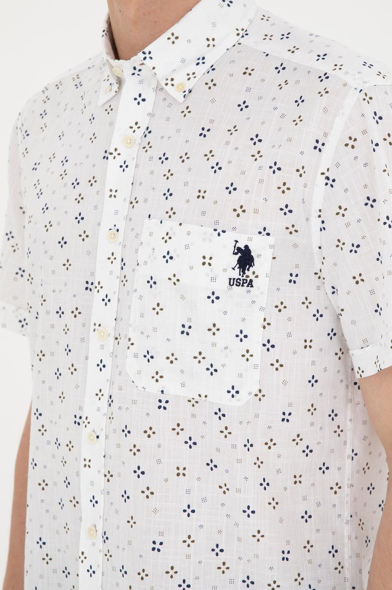 Erkek Ekru Kısa Kollu Gömlek