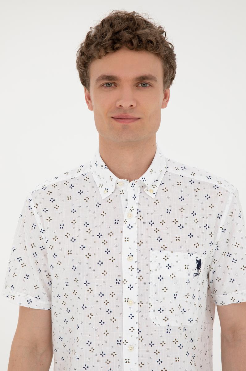 Erkek Ekru Kısa Kollu Gömlek