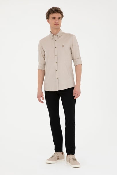 Erkek Slim Fit Siyah Kanvas Pantolon
