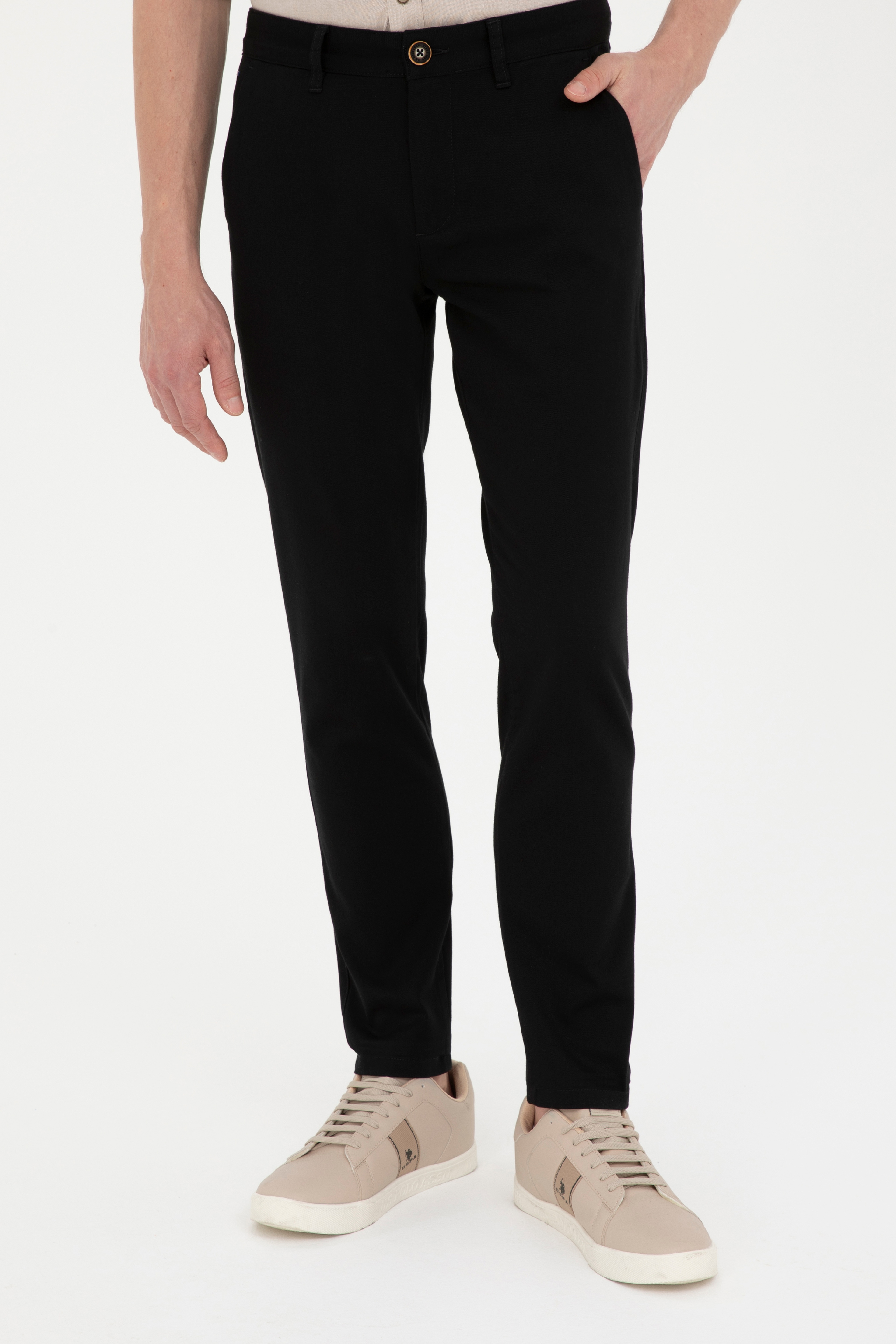 Erkek Slim Fit Siyah Kanvas Pantolon