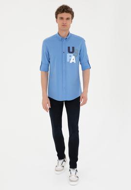 Erkek Açık Mavi Uzun Kollu Gömlek - 50283781015