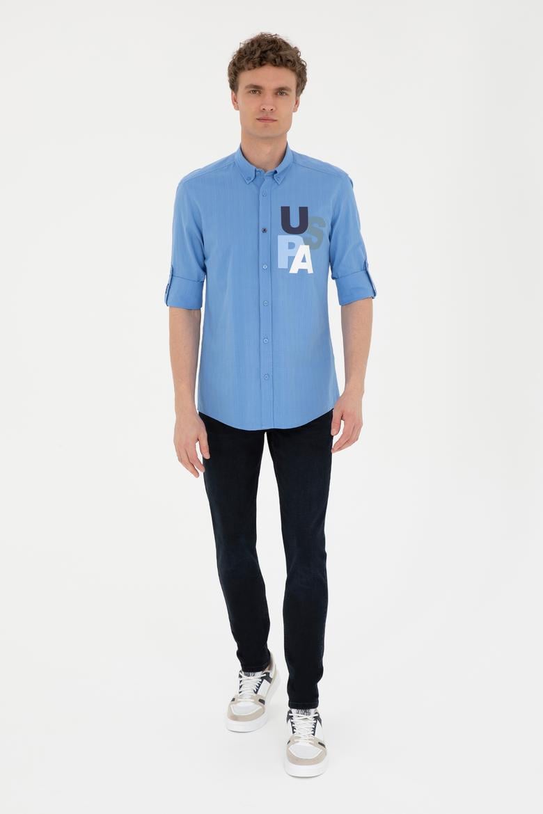 Erkek Açık Mavi Uzun Kollu Gömlek - 50283781015