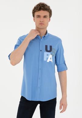 Erkek Açık Mavi Uzun Kollu Gömlek - 50283781015