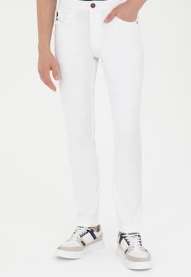 Erkek Beyaz Slim Fit Kanvas Pantolon - 50289420213