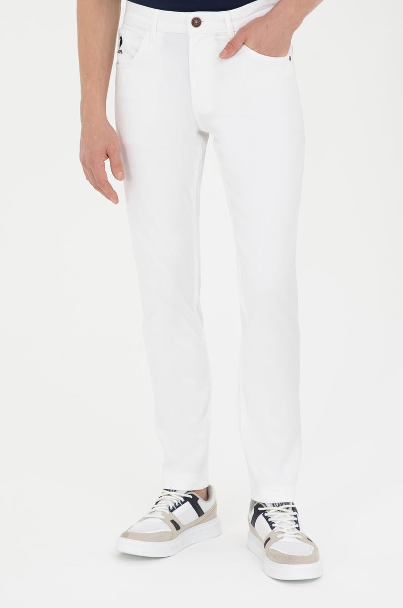 Erkek Beyaz Slim Fit Kanvas Pantolon