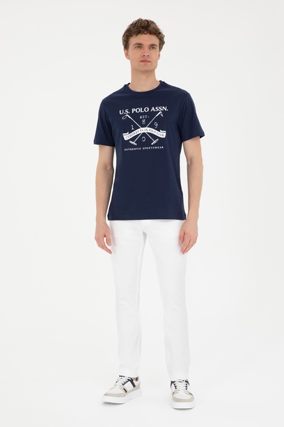 Erkek Slim Fit Beyaz Kanvas Pantolon