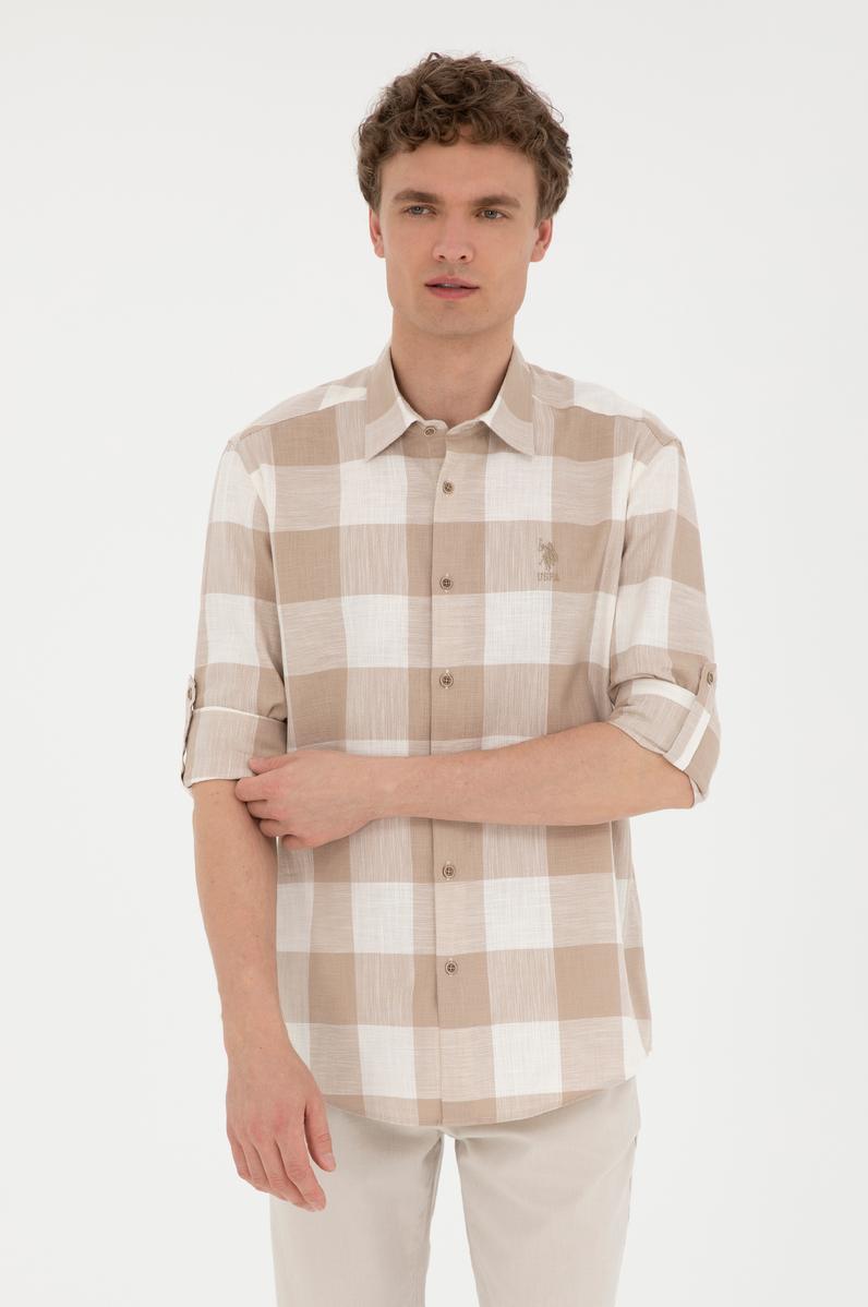 Erkek Haki Uzun Kollu Gömlek