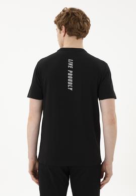 Erkek Regular Fit Bisiklet Yaka Siyah Tişört - 50287065027