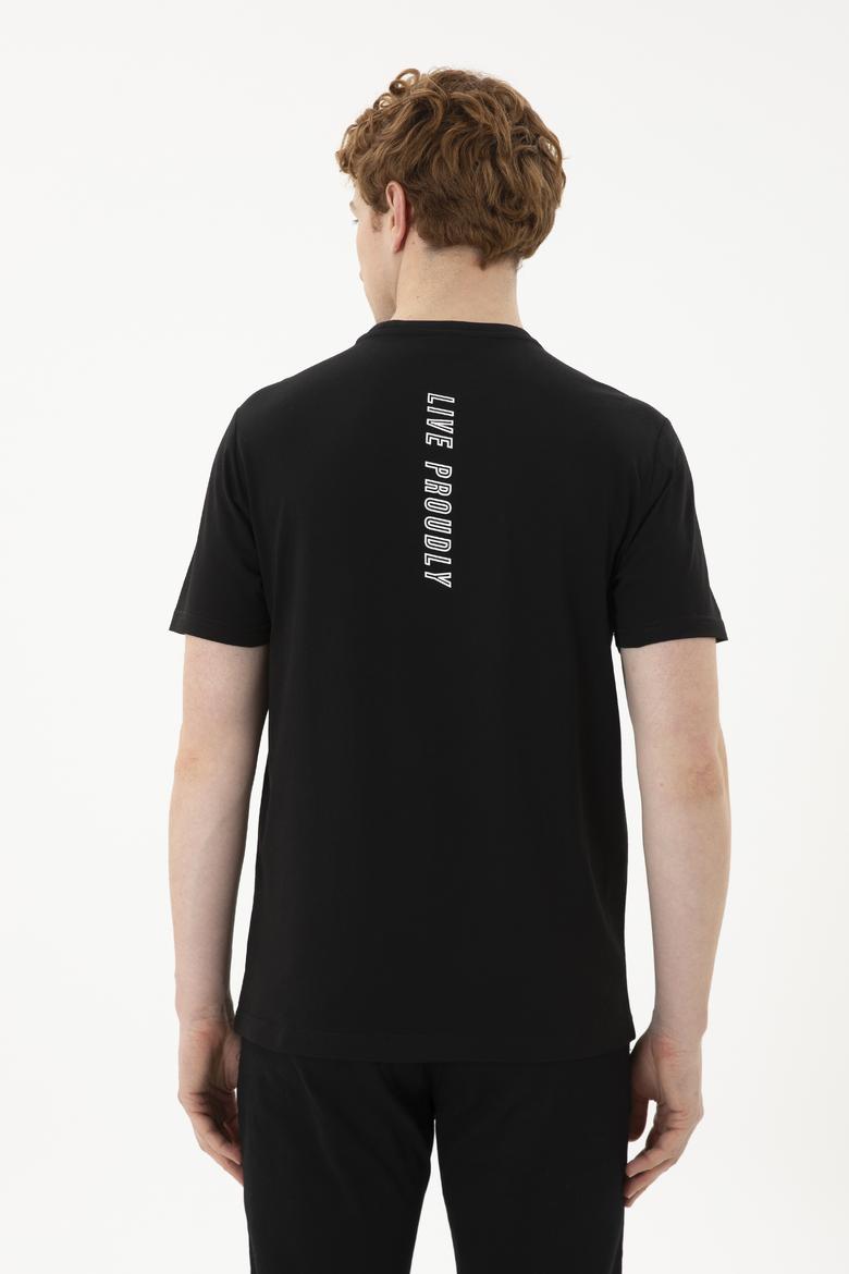 Erkek Regular Fit Bisiklet Yaka Siyah Tişört - 50287065027