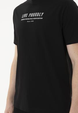 Erkek Regular Fit Bisiklet Yaka Siyah Tişört - 50287065027