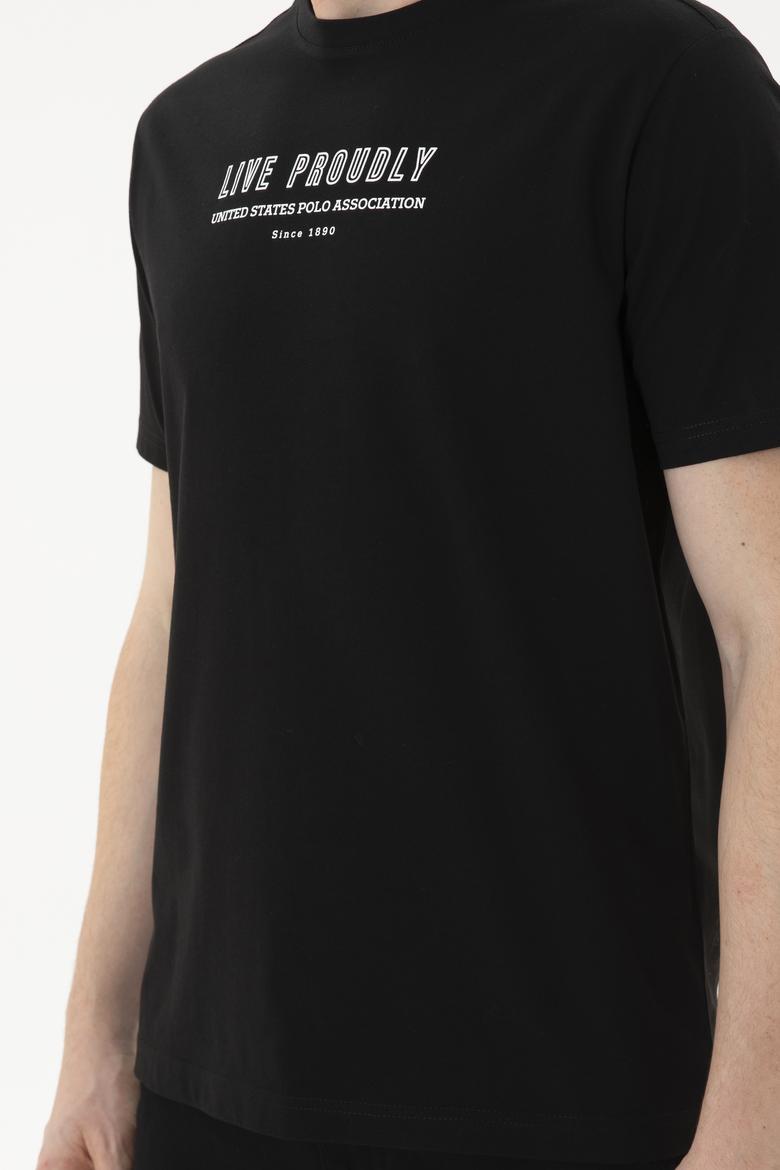 Erkek Regular Fit Bisiklet Yaka Siyah Tişört - 50287065027