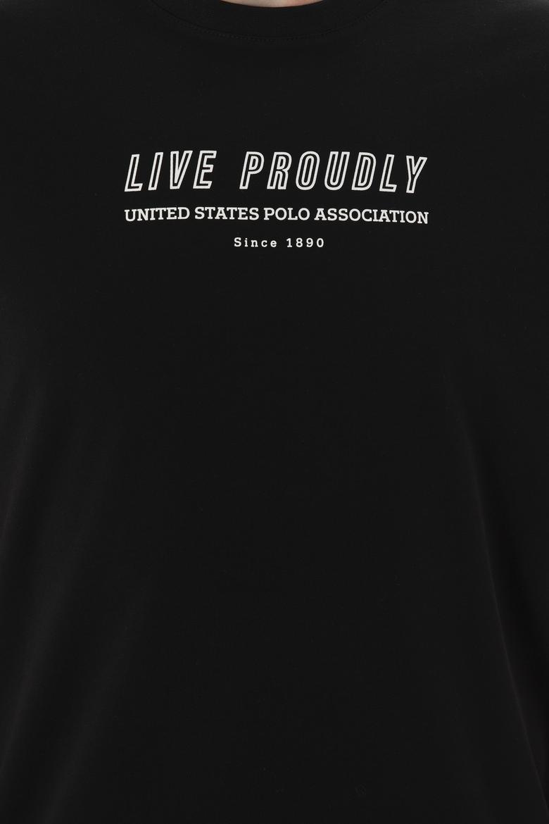 Erkek Regular Fit Bisiklet Yaka Siyah Tişört - 50287065027