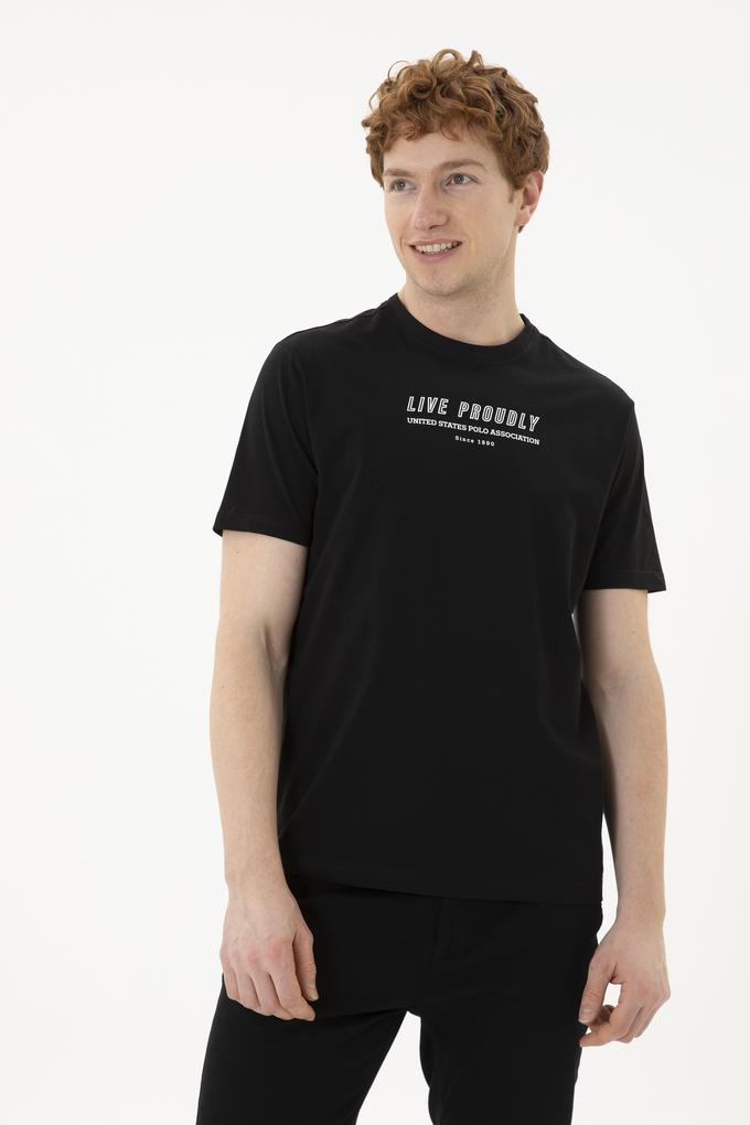 Erkek Regular Fit Bisiklet Yaka Siyah Tişört