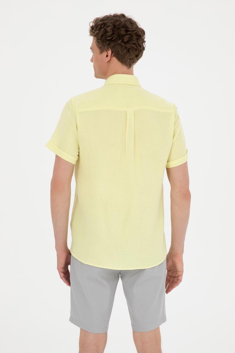 Erkek Açık Sarı Kısa Kollu Gömlek - 50270355033