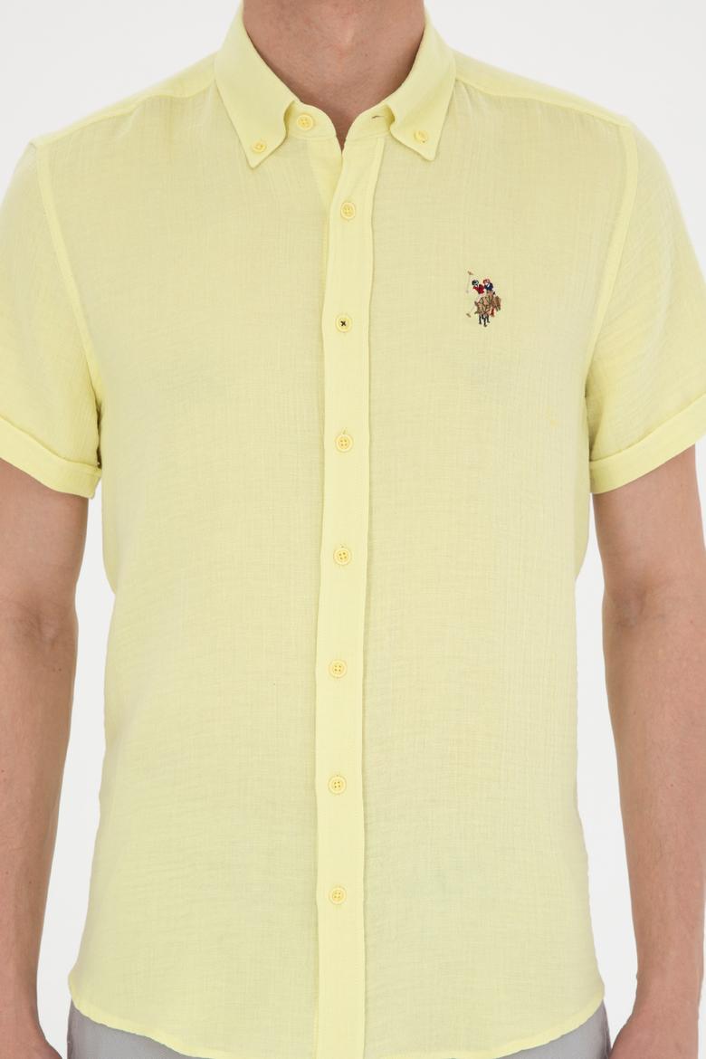 Erkek Açık Sarı Kısa Kollu Gömlek - 50270355033