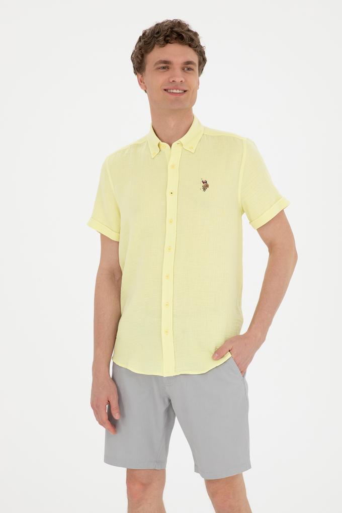 Erkek Açık Sarı Kısa Kollu Gömlek