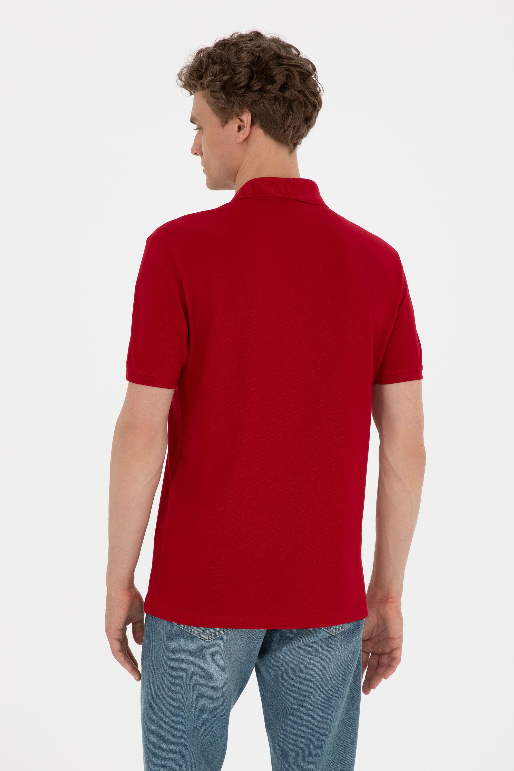 Erkek Bordo Basic Tişört - Image 5