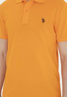Erkek Slim Fit Polo Yaka Turuncu Basic Tişört - 50279573241