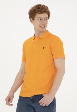 Erkek Slim Fit Polo Yaka Turuncu Basic Tişört - 50279573241