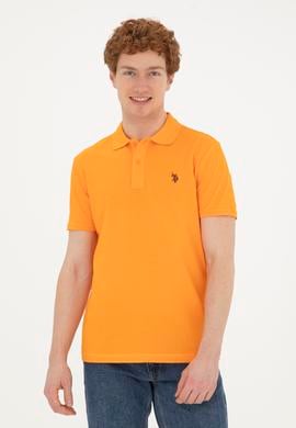 Erkek Slim Fit Polo Yaka Turuncu Basic Tişört - 50279573241
