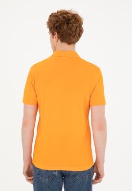 Erkek Slim Fit Polo Yaka Turuncu Basic Tişört - 50279573241