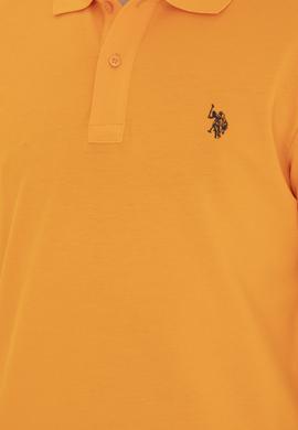 Erkek Slim Fit Polo Yaka Turuncu Basic Tişört - 50279573241