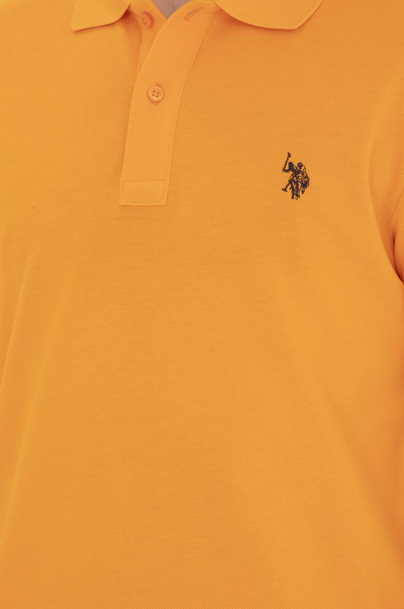 Erkek Slim Fit Polo Yaka Turuncu Basic Tişört