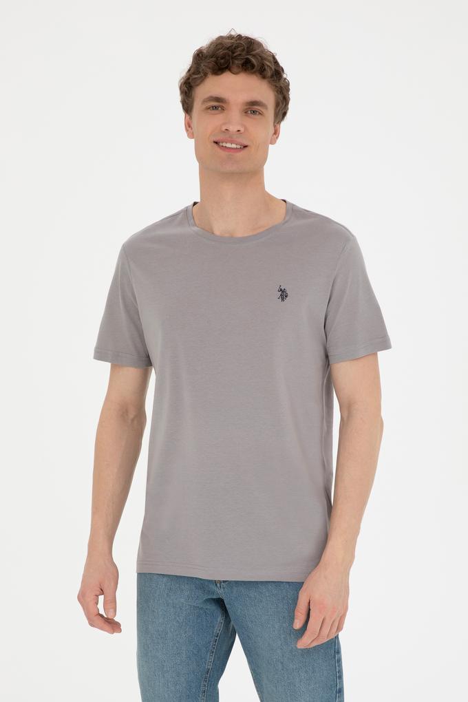 Erkek Regular Fit Bisiklet Yaka Koyu Gri Basic Tişört