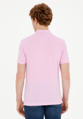Erkek Slim Fit Polo Yaka Pembe Basic Tişört - 50279613167