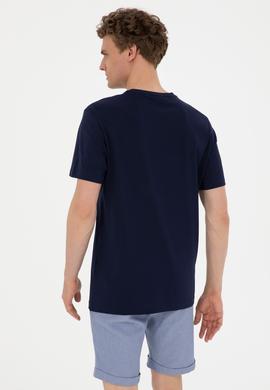 Erkek Regular Fit V Yaka Lacivert Basic Tişört - 50279617033