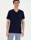 Erkek Regular Fit V Yaka Lacivert Basic Tişört