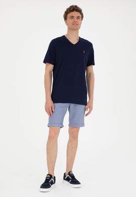 Erkek Regular Fit V Yaka Lacivert Basic Tişört - 50279617033