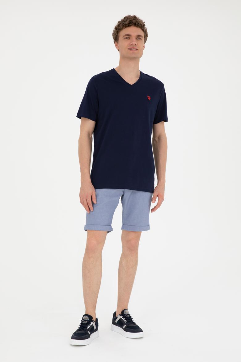 Erkek Regular Fit V Yaka Lacivert Basic Tişört - 50279617033