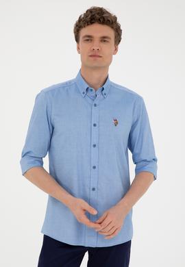 Erkek Saks Uzun Kollu Basic Gömlek - 50282610051