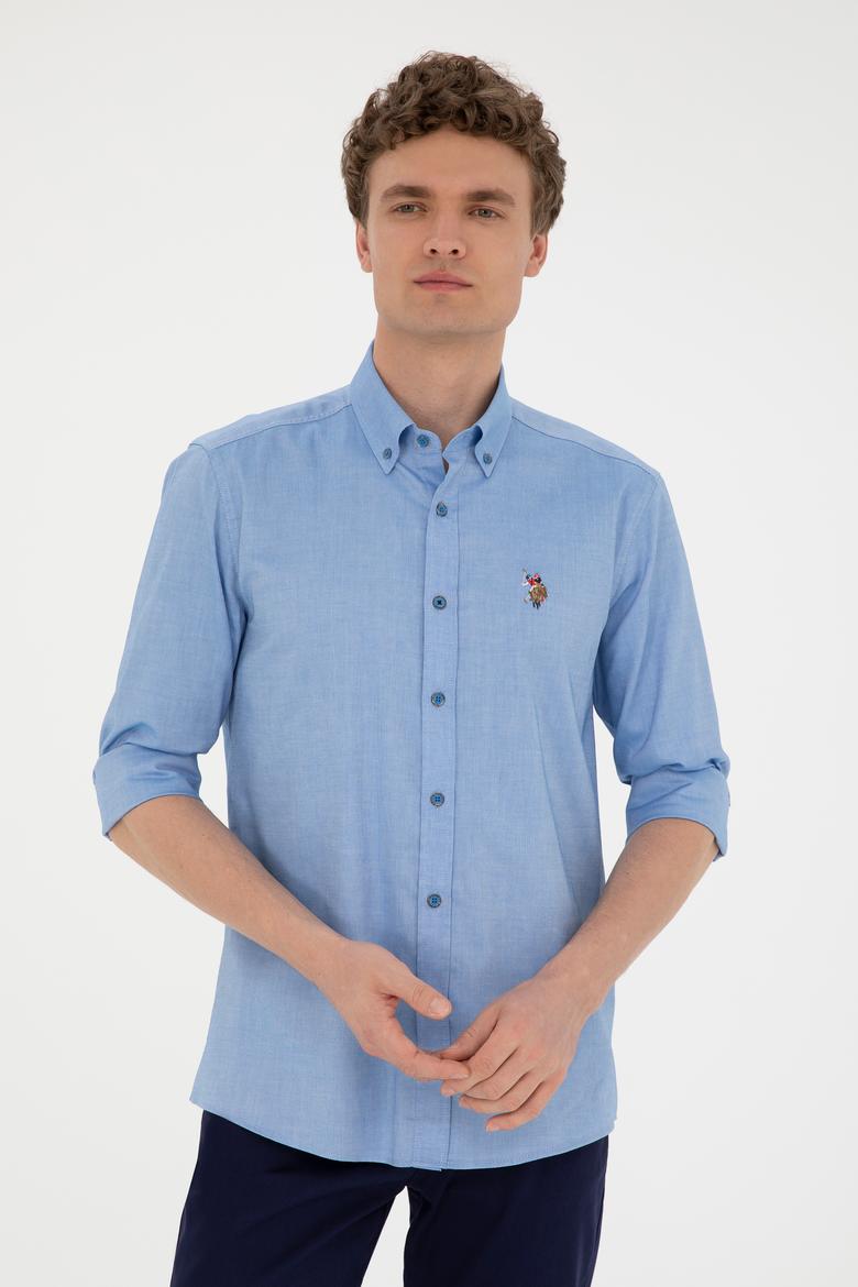 Erkek Saks Uzun Kollu Basic Gömlek - 50282610051