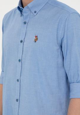 Erkek Saks Uzun Kollu Basic Gömlek - 50282610051