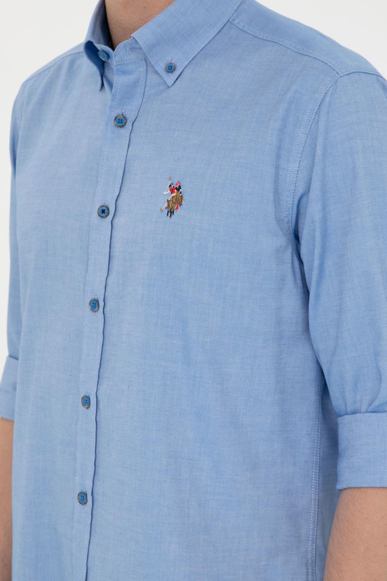 Erkek Saks Uzun Kollu Basic Gömlek - 50282610051