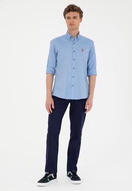 Erkek Saks Uzun Kollu Basic Gömlek - 50282610051