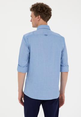 Erkek Saks Uzun Kollu Basic Gömlek - 50282610051