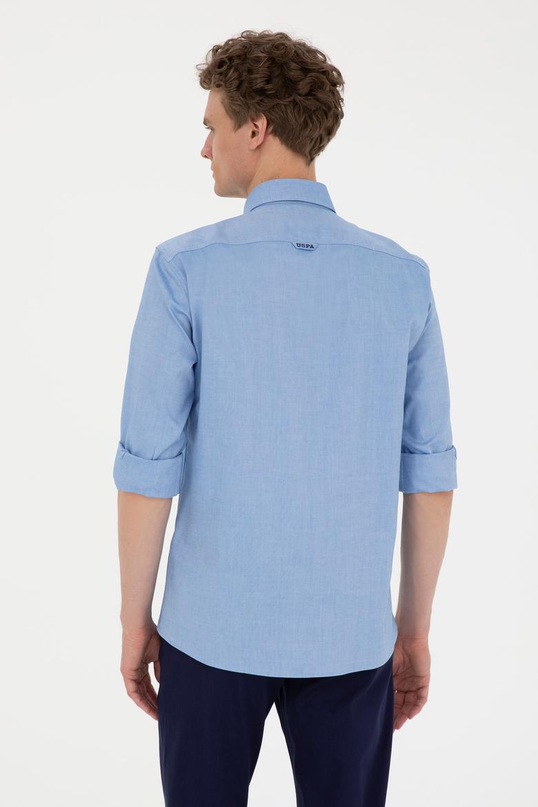 Erkek Saks Uzun Kollu Basic Gömlek - 50282610051