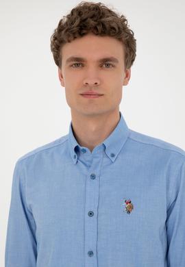 Erkek Saks Uzun Kollu Basic Gömlek - 50282610051