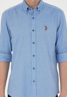 Erkek Saks Uzun Kollu Basic Gömlek - 50282610051