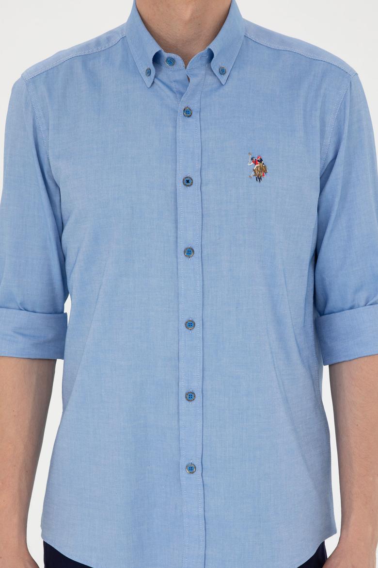 Erkek Saks Uzun Kollu Basic Gömlek - 50282610051