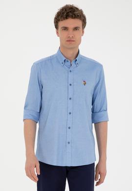 Erkek Saks Uzun Kollu Basic Gömlek - 50282610051