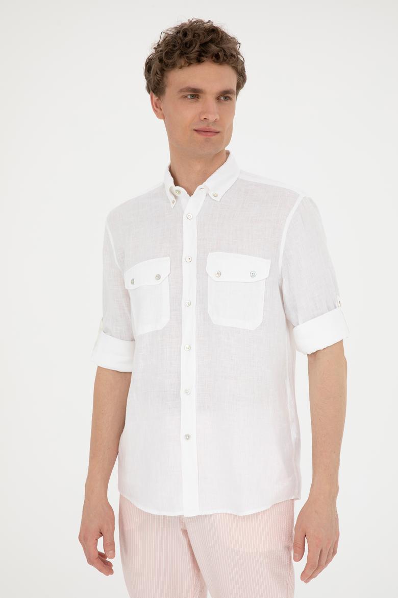 Erkek Beyaz Uzun Kollu Gömlek - 50283803009