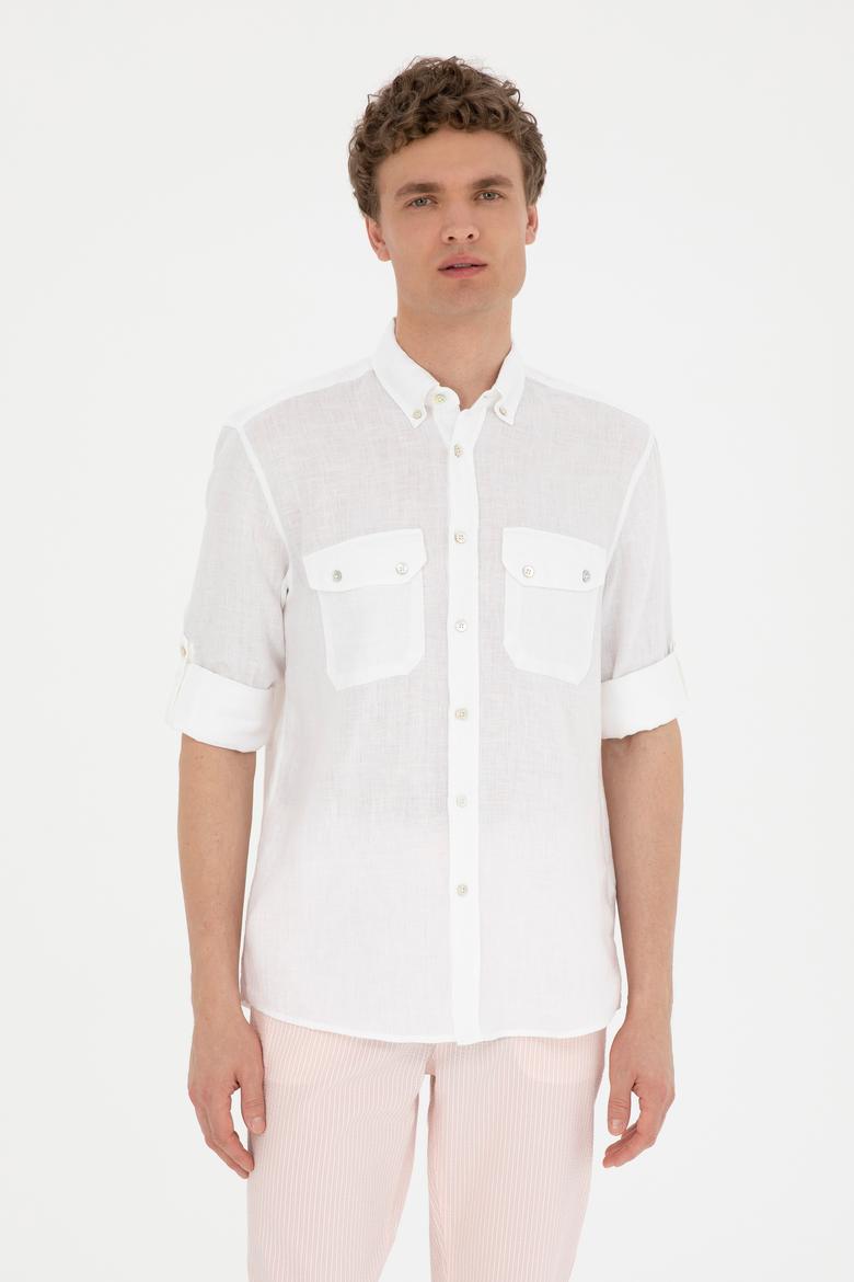 Erkek Beyaz Uzun Kollu Gömlek