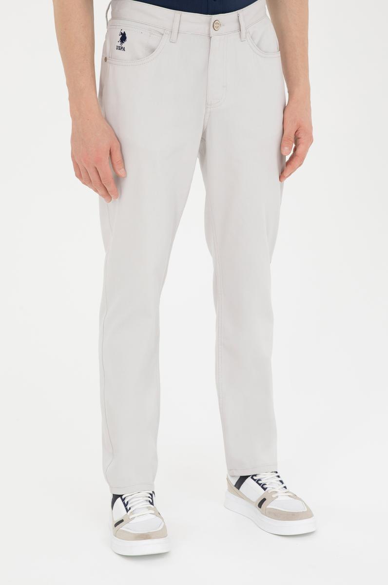 Erkek Regular Fit Açık Gri Kanvas / Chino Pantolon